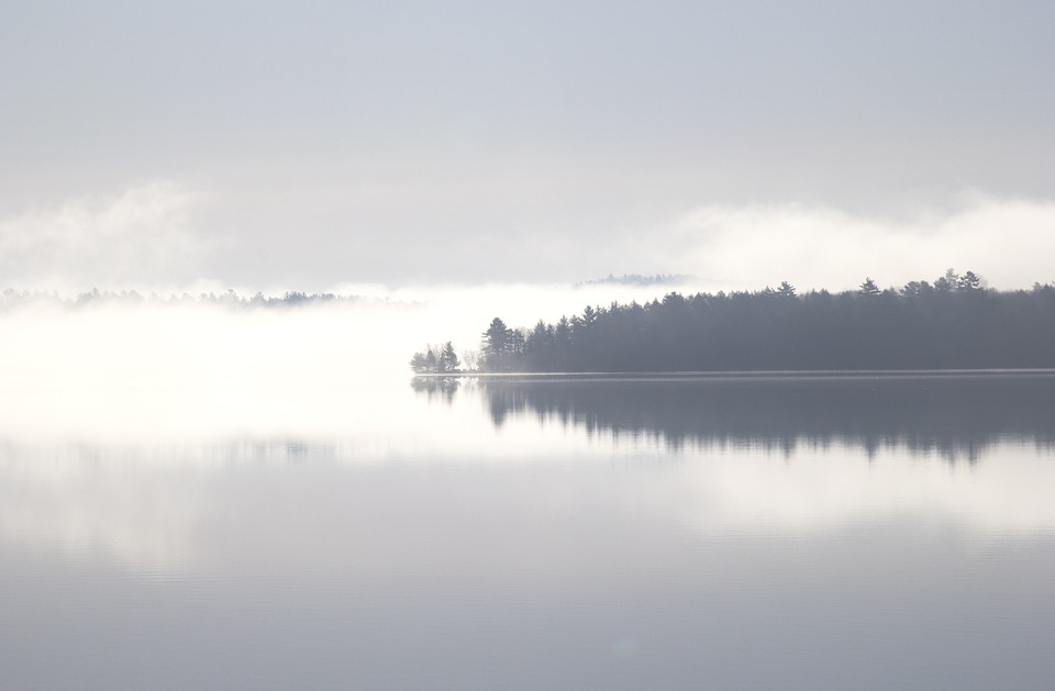 lake, reflection, trees