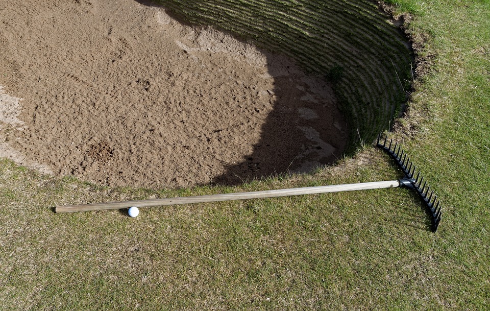 golf, bunker, sand