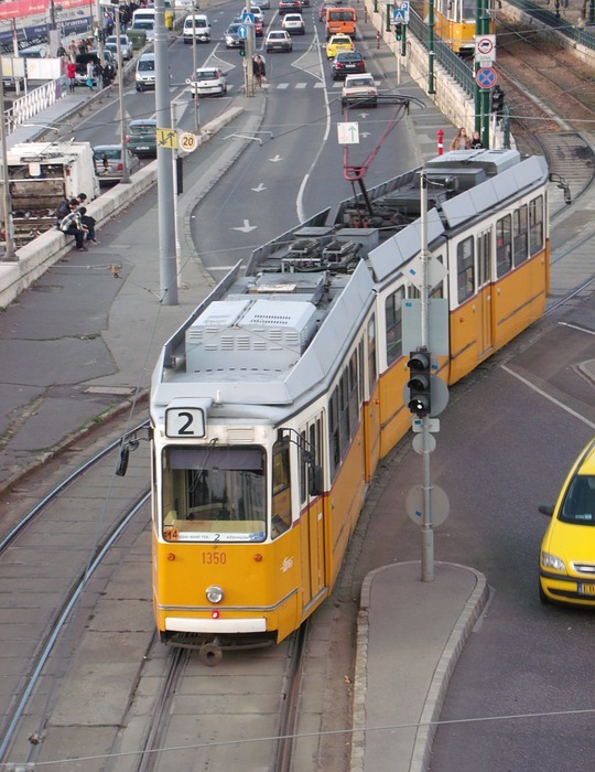 tram, street, car