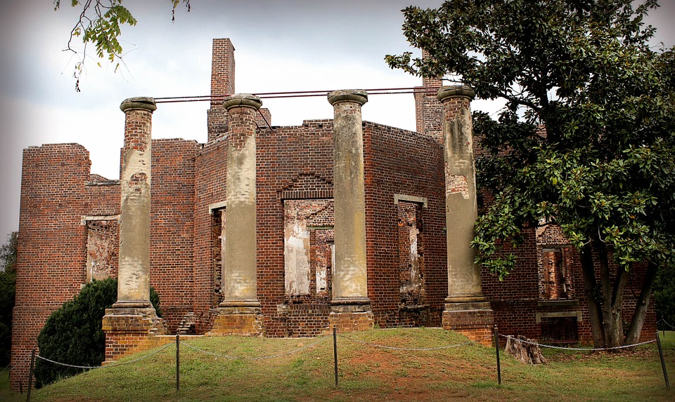 ruins, fire damaged, plantation