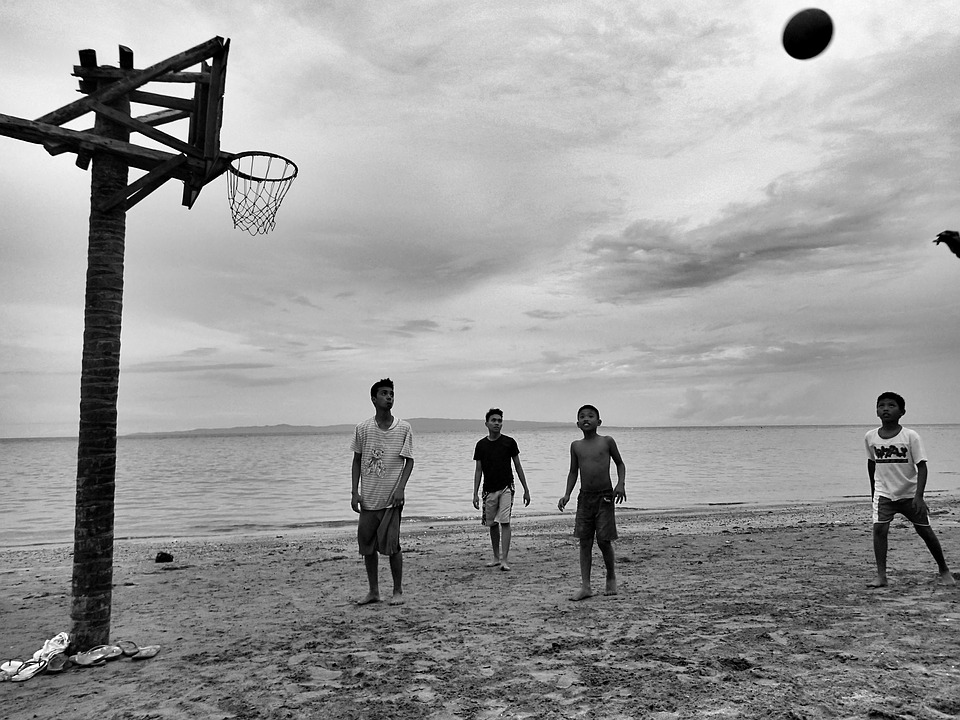 basketball, child, beach