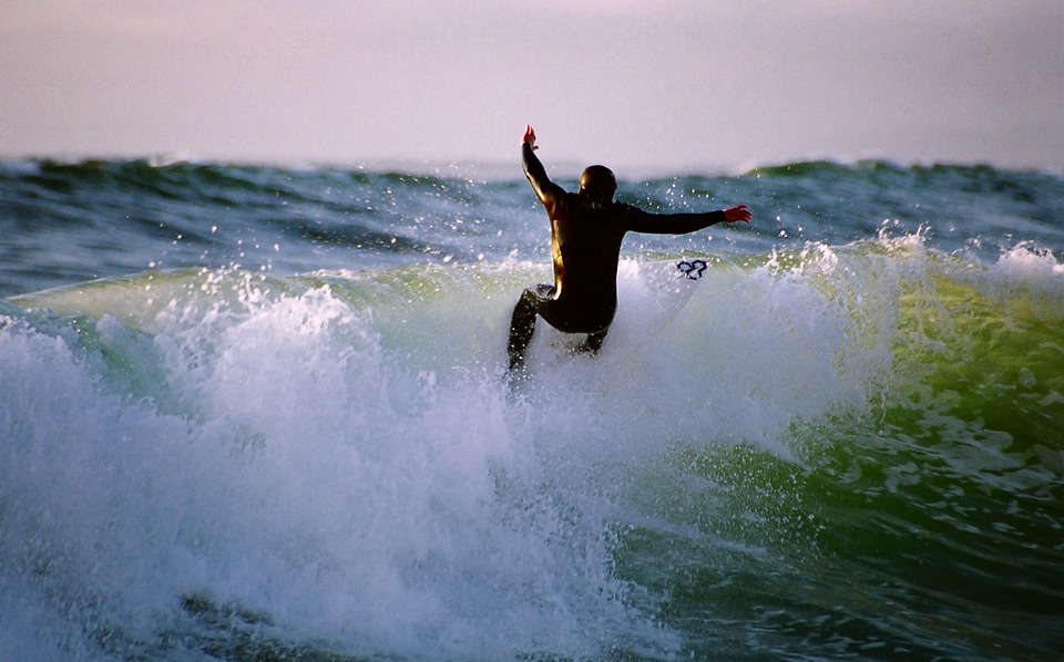 surfing, waves, man