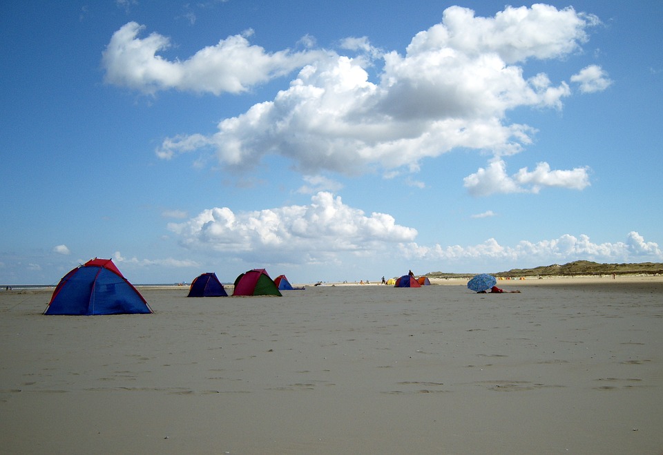 beach, camping, tent