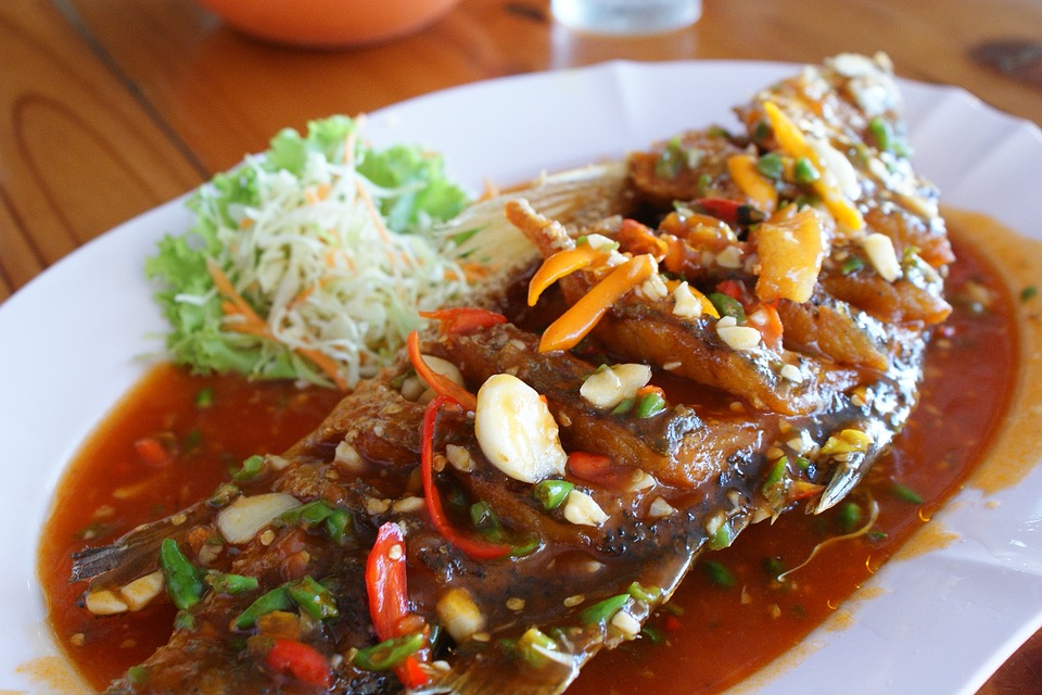 thai food, fish in chili, sweet sauce
