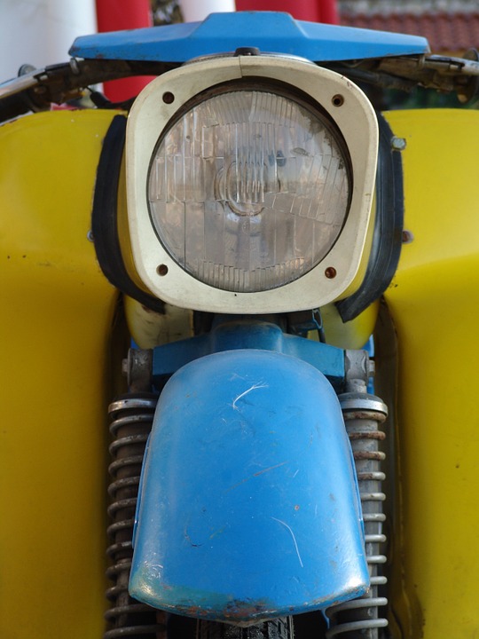 motorcycle, moped, spotlight