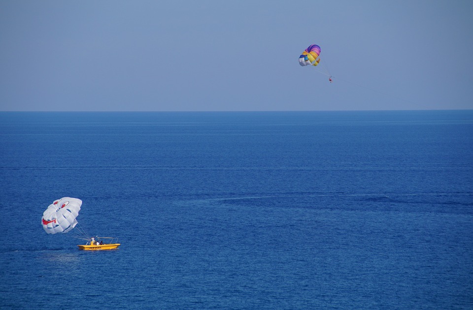 parasailing, parachute, water sport