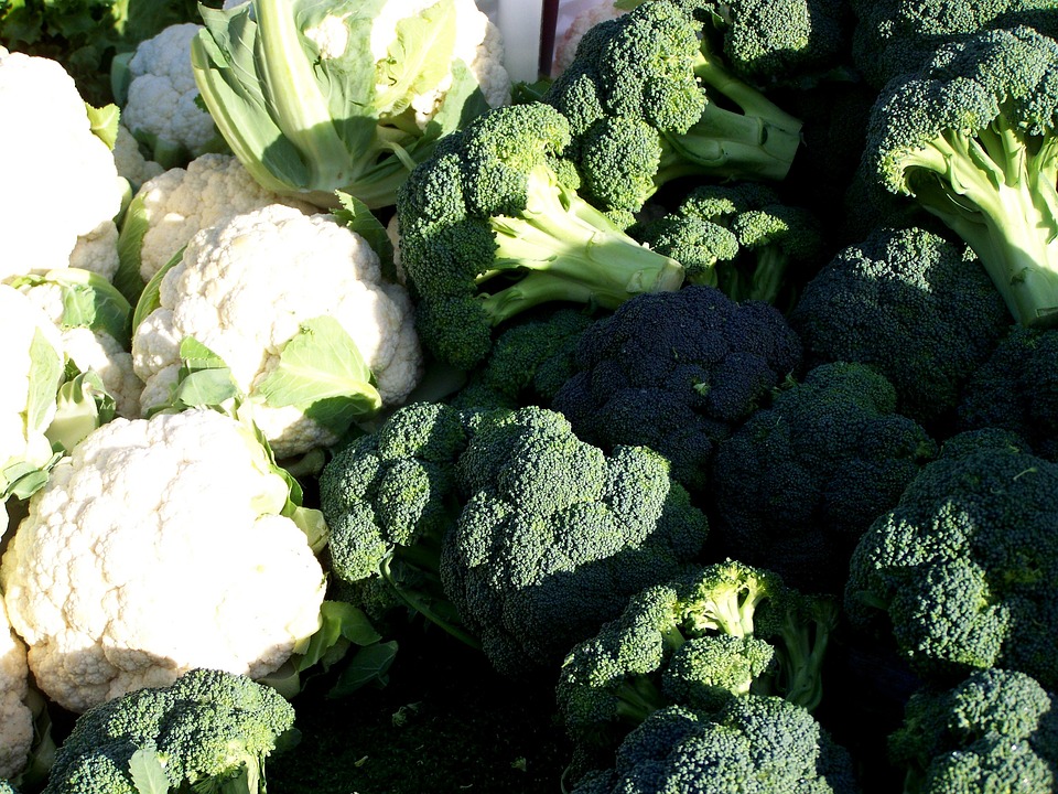 vegetables, cauliflower, market fresh vegetables