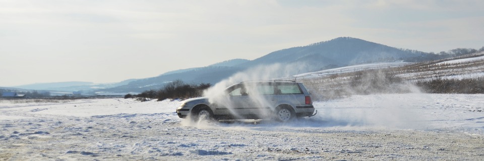 snowy landscape, car, speed