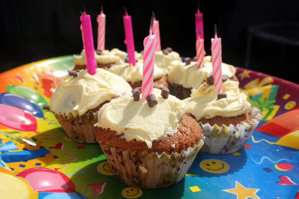 cupcake, candles, birthday