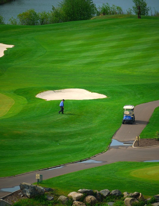 golf, green, cart