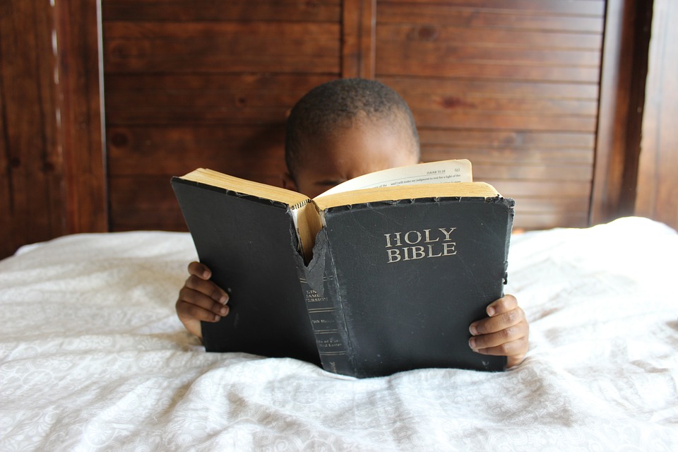 child, reading, bible