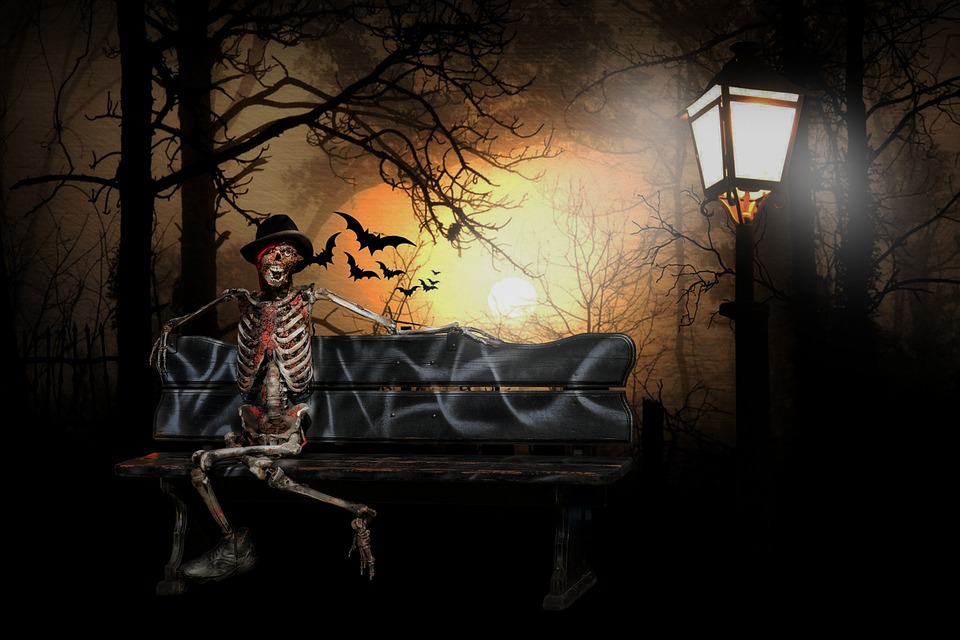 surreal, halloween, skeleton