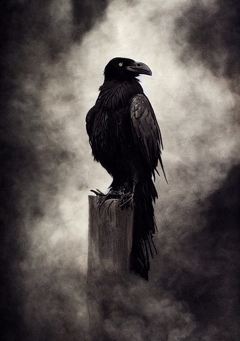 raven, crow, smoke