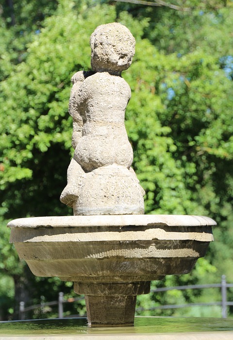 fountain, stone figure, wells