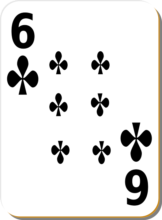 playing card, six, clubs