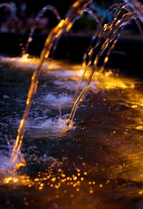 fountain, water, backlight