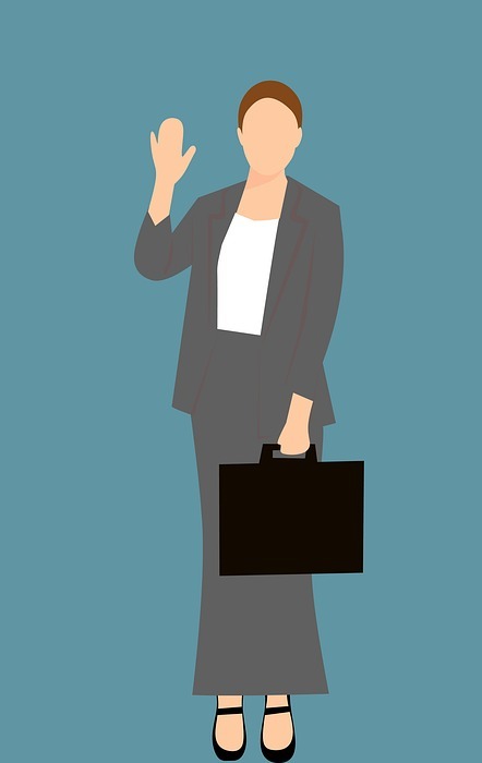 business, woman, waiving