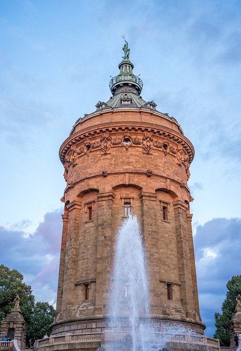 fountain, tower, water tower