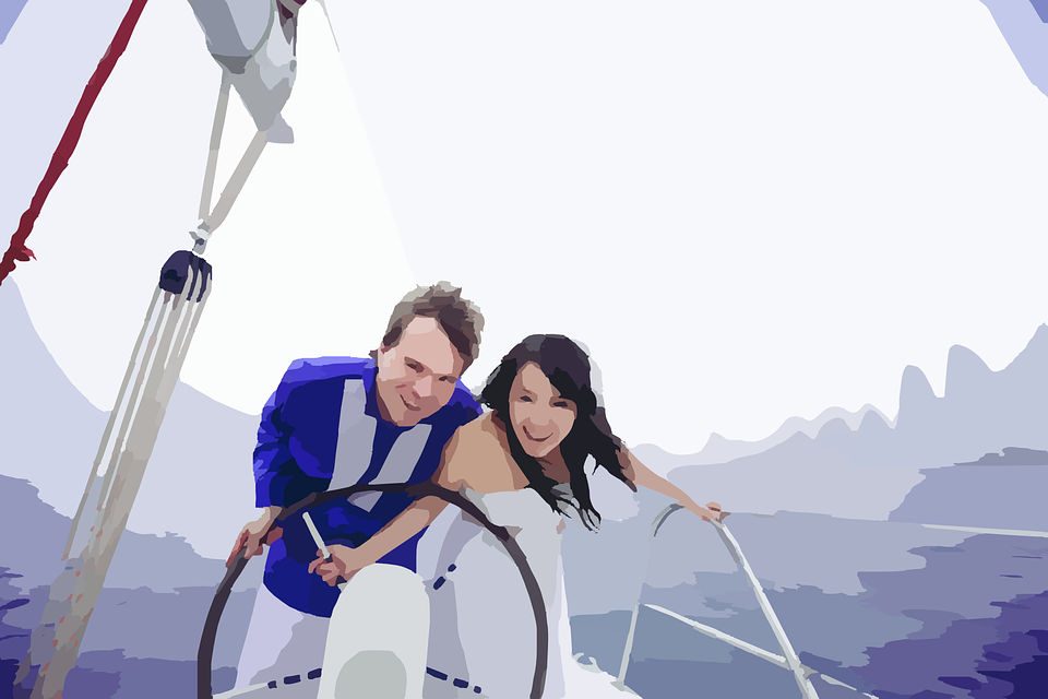 couple, sailing, fun