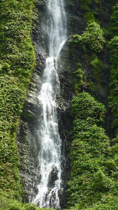 waterfall, mountain, landscape