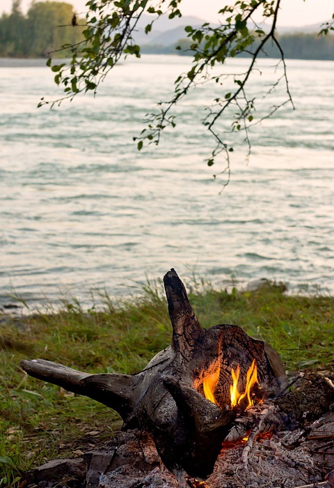 fire, camping, outdoors