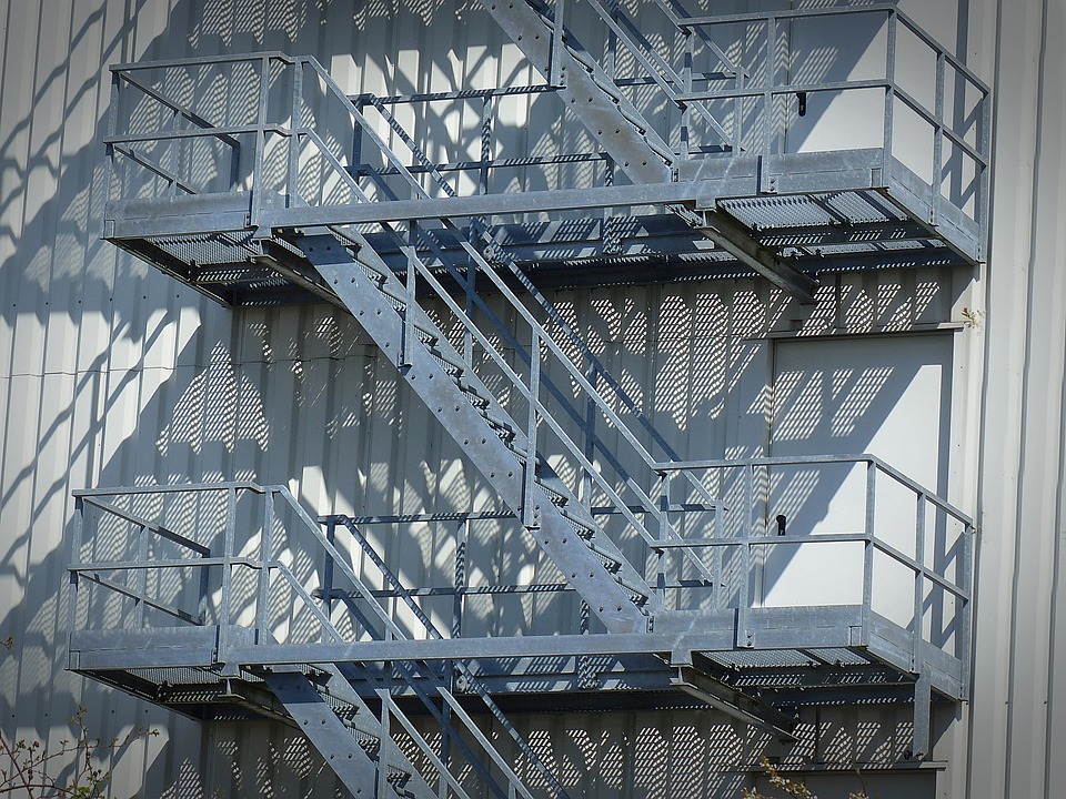 stairs, escape route, metal