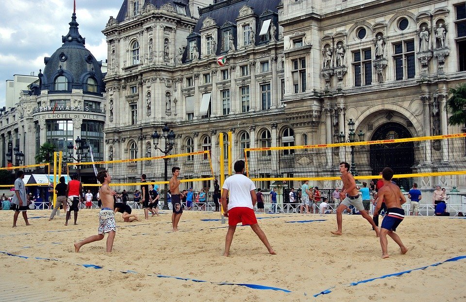 volleyball, beach volleyball, urban