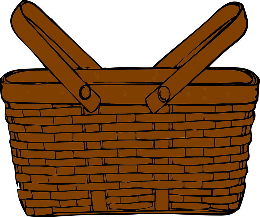 basket, picnic, brown