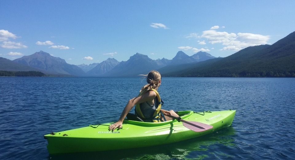 kayaking, girl, leisure