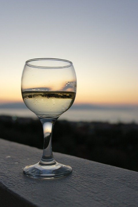 wine, sunset, glass