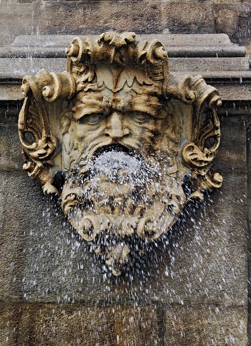 fountain, statue, city