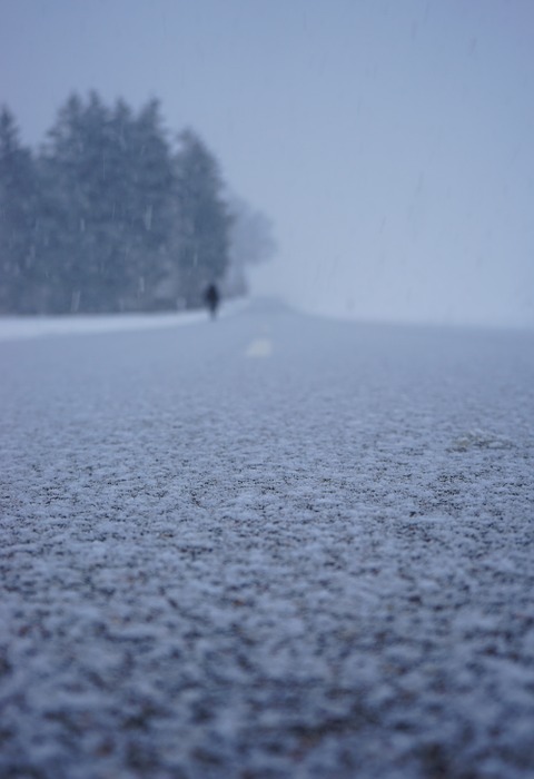 road, snowy, snowfall
