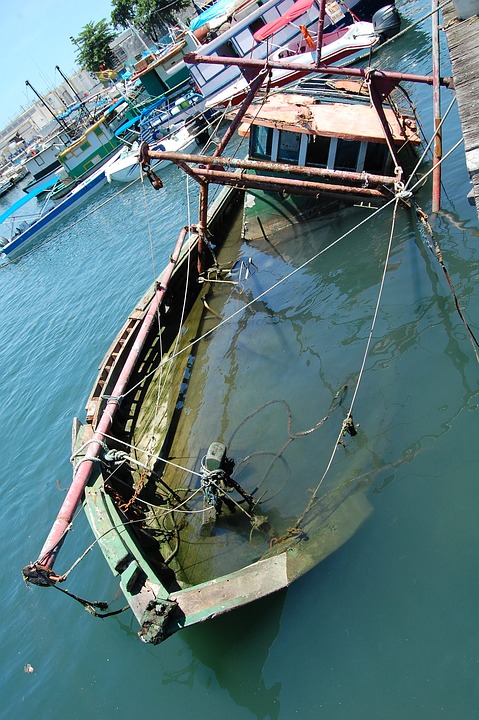boat, submerged, shipwreck