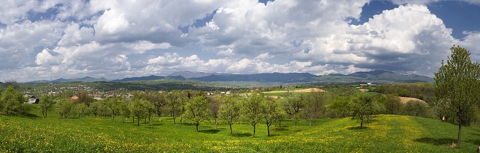 panorama, spring, landscape