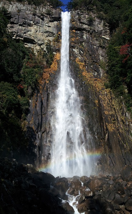 waterfall, natural, rainbow