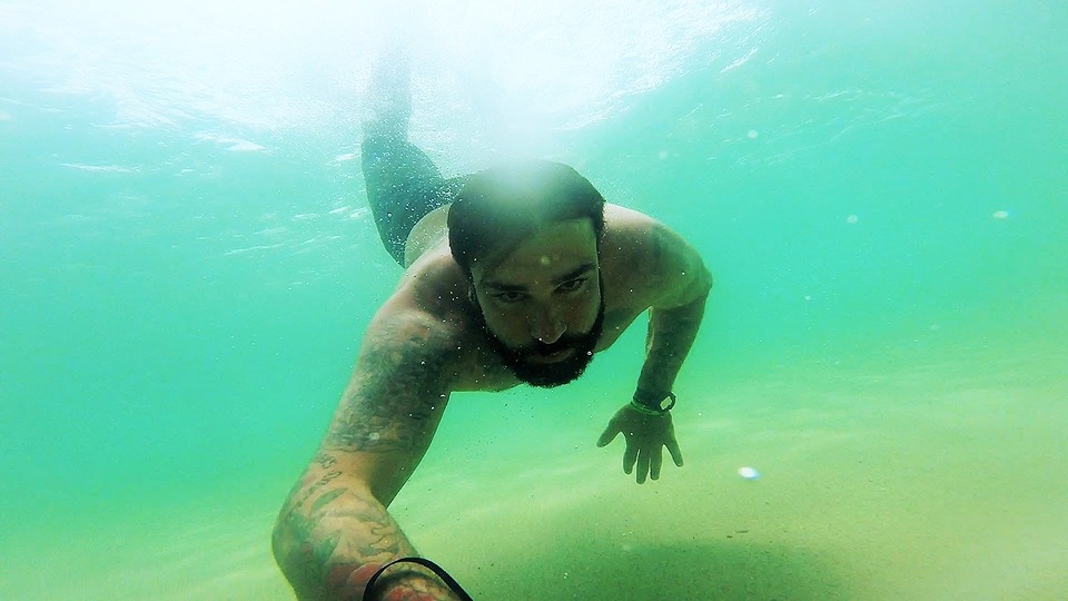 diving, mar, blue water
