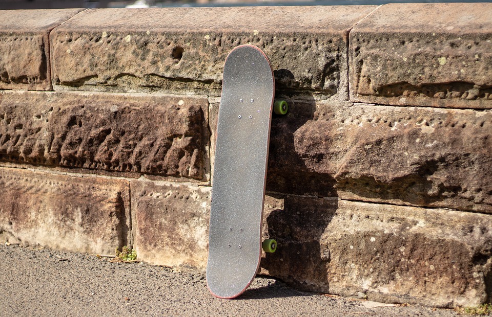skateboard, wall, stone