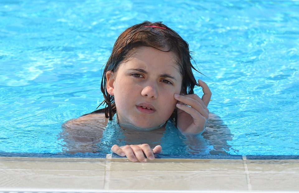 girl, holiday, indoor swimming-pool