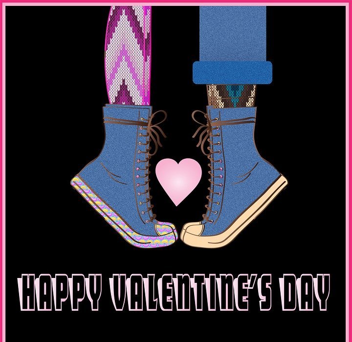 valentine's day couple, boy and girl shoes, kissing