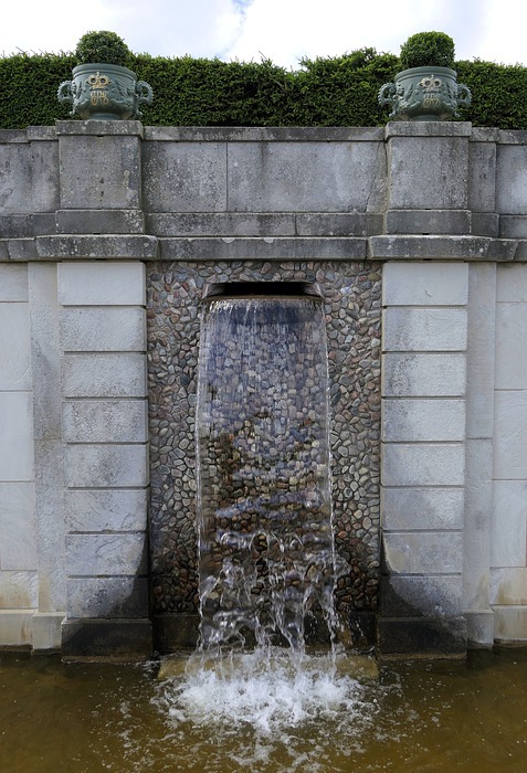 fountain, chateau, wall