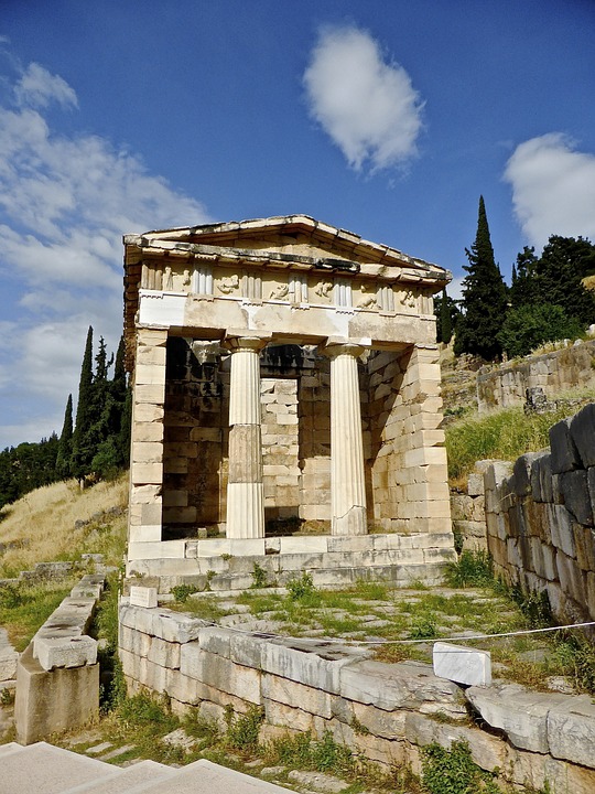 temple, ruins, columns