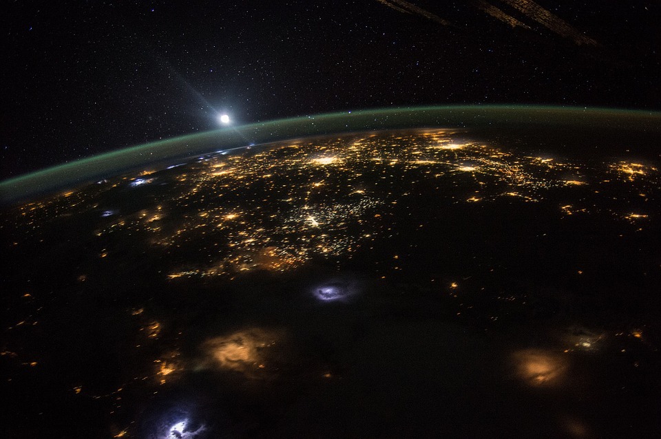 sunrise, international space station, earth