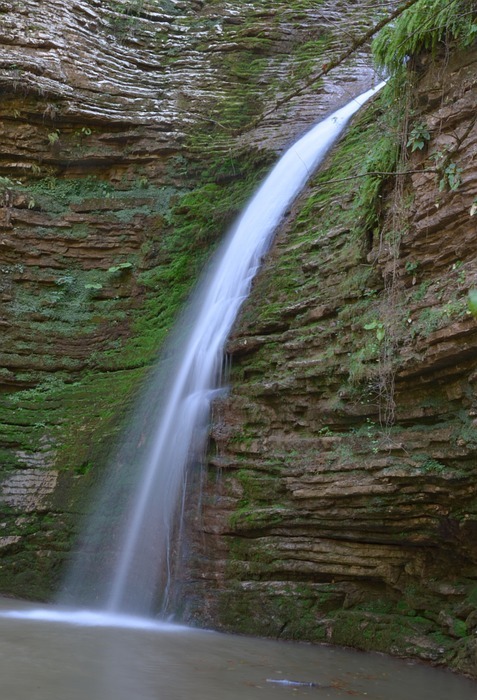 waterfall, water, water jet