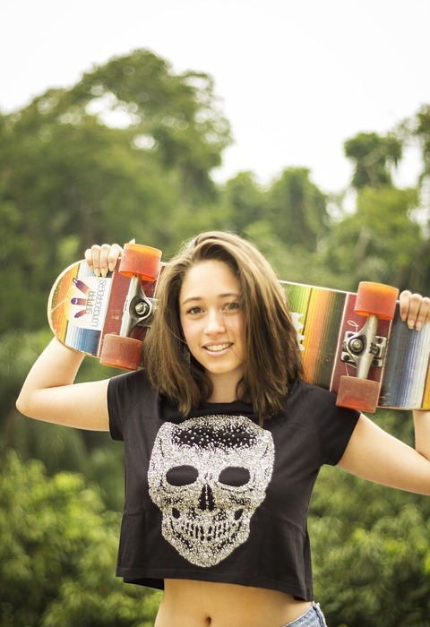 skateboard, model, girl
