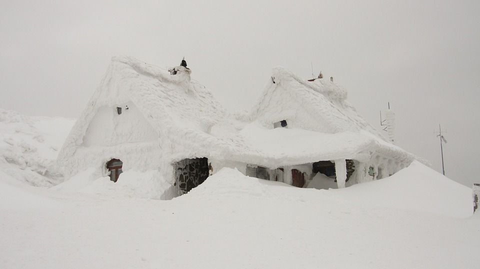 house, snow, buried