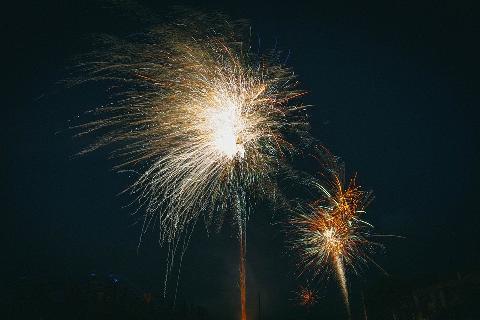 fireworks, lights, night