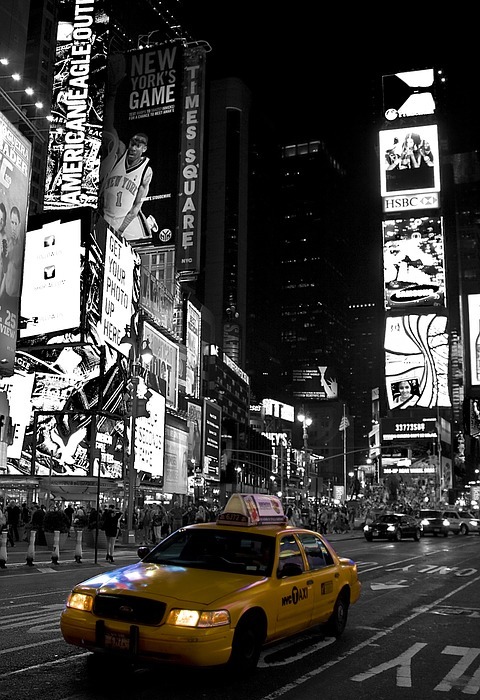 new york, time square, black white