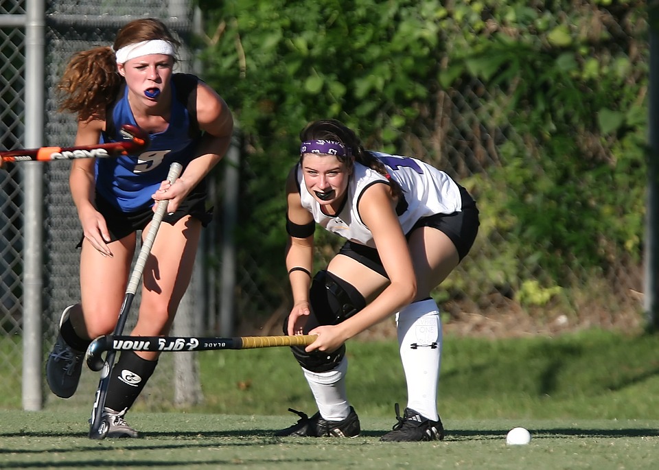 field hockey, player, action
