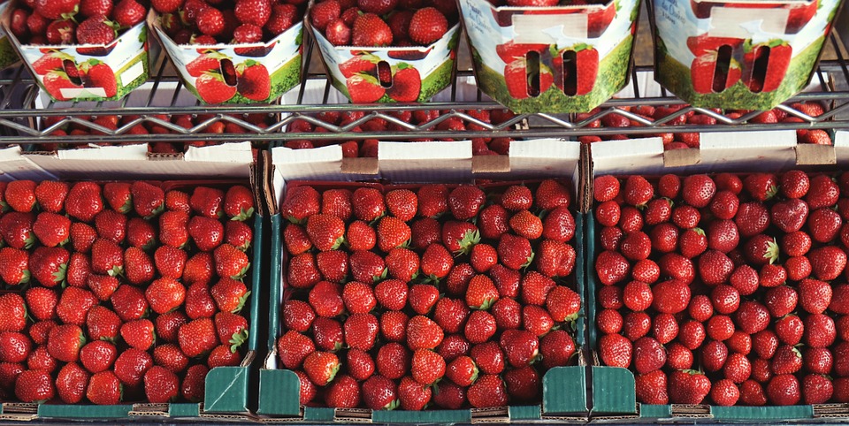 strawberries, produce, food