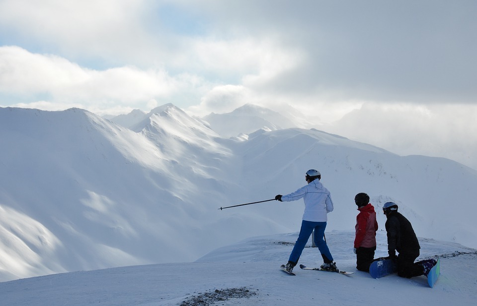 skiing, snow, alps